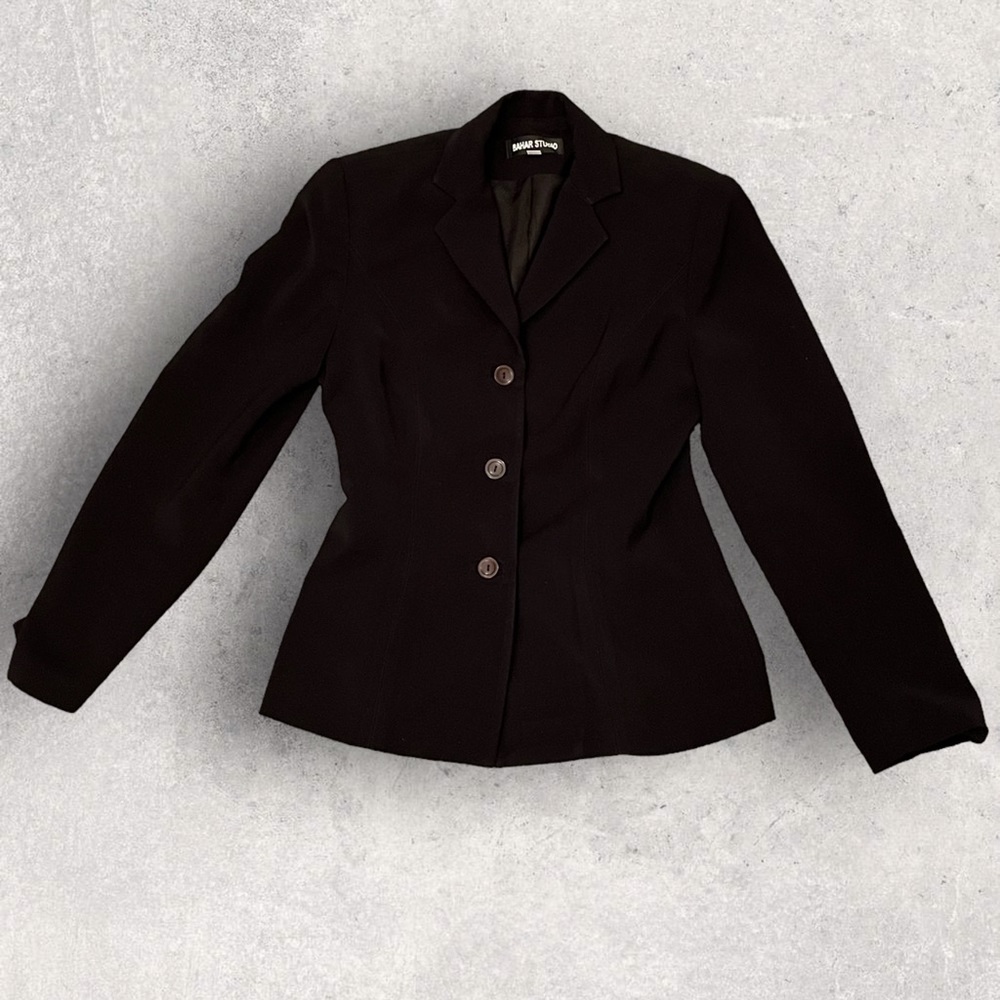EUC - Bahar Studio 3 Button Black Ladies Blazer Jacket Size 4